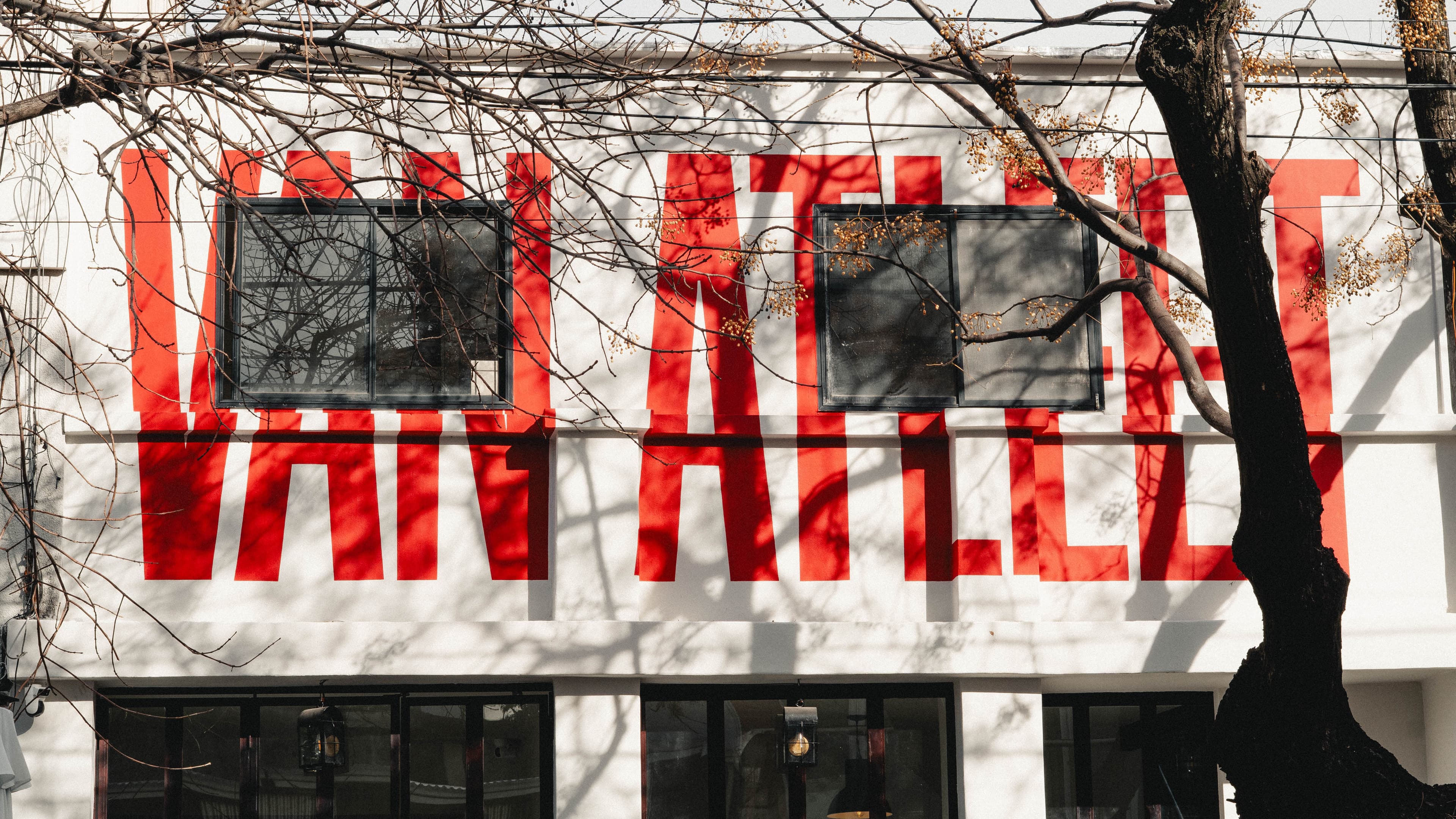Van Atleet Coffee House facade with giant red lettering